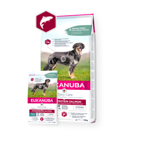 Eukanuba Daily Care Mono-Protein Salmon, Koiran kuivaruoka, Adult, 12 kg