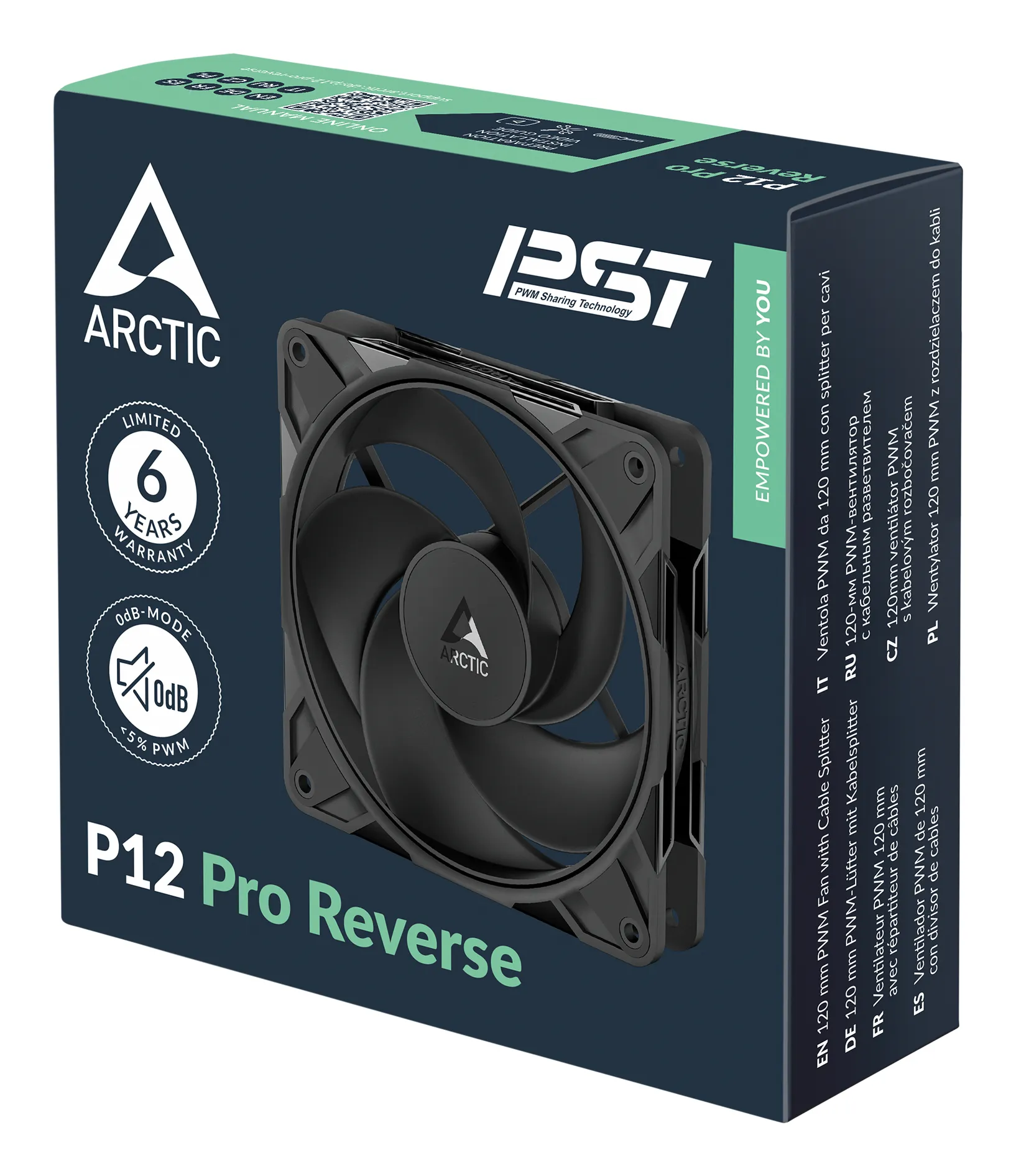 ARCTIC P12 Pro Reverse A-RGB 120 mm PWM Case Fan 3-pack, Black