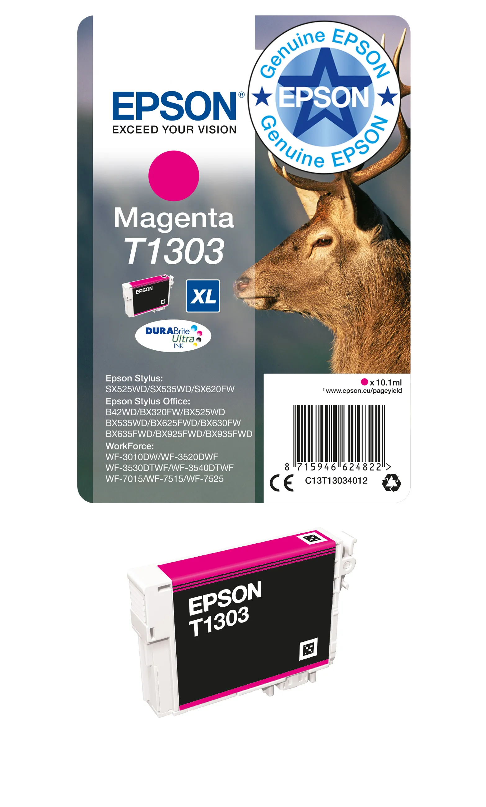 Epson T1303 XL-mustekasetti, 10.1 ml, magenta