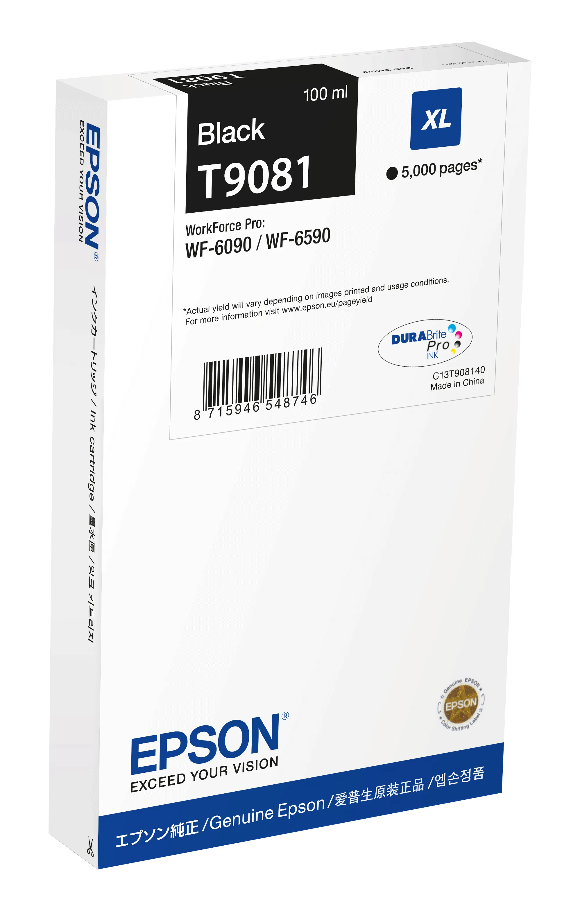 Epson T9081 XL -mustekasetti, 100 ml, musta