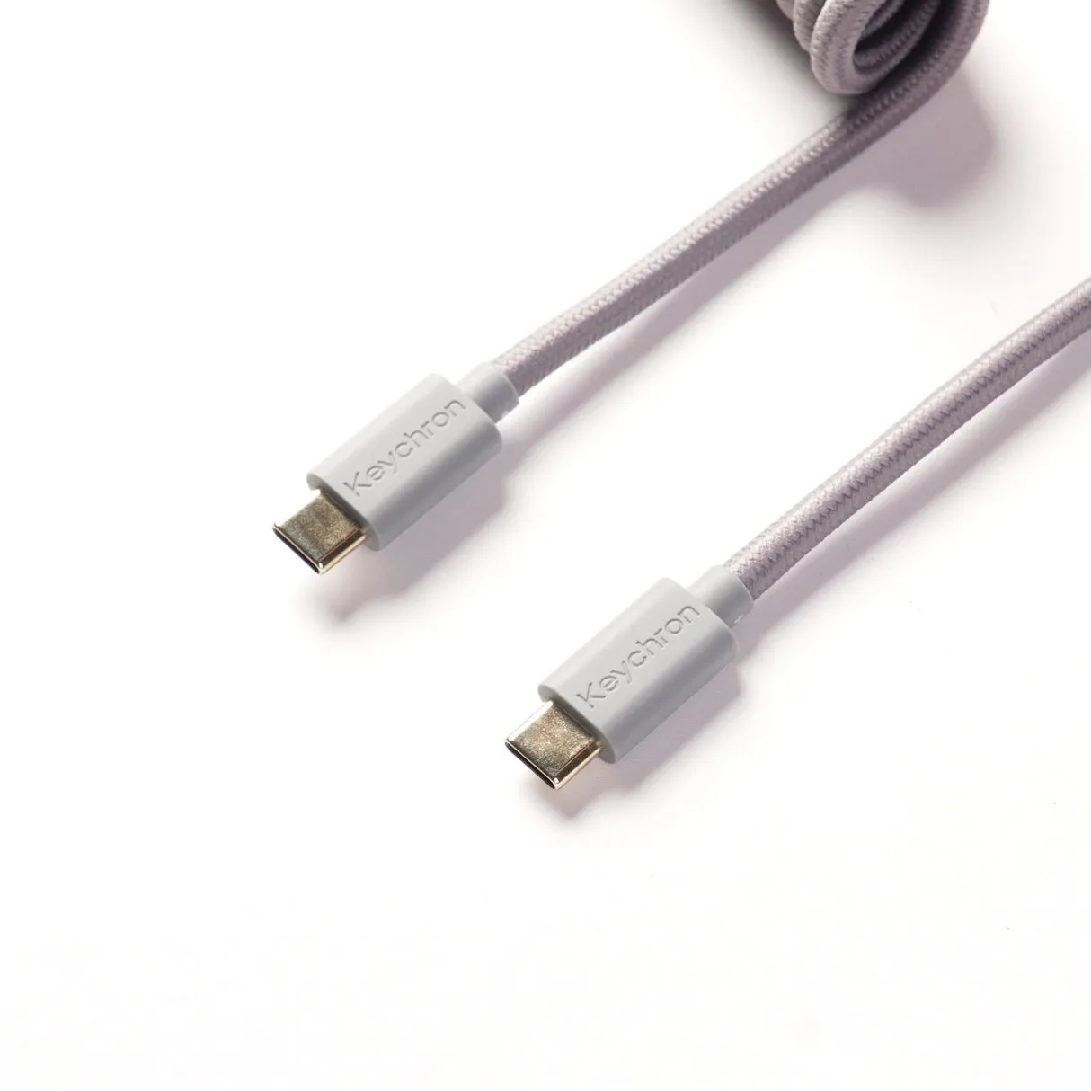 Keychron Coiled Aviator 8K USB-C &ndash; USB-A -kaapeli, 1,76 m, harmaa