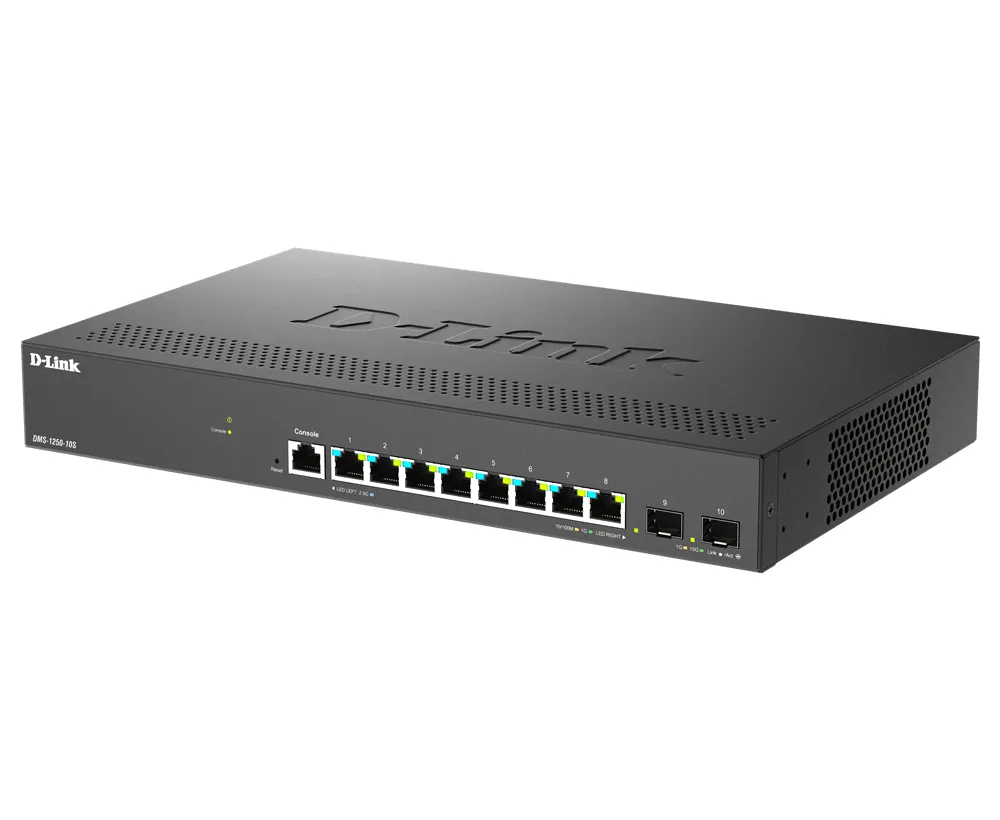 D-Link DMS-1250-10S/E - Smart managerad switch, svart