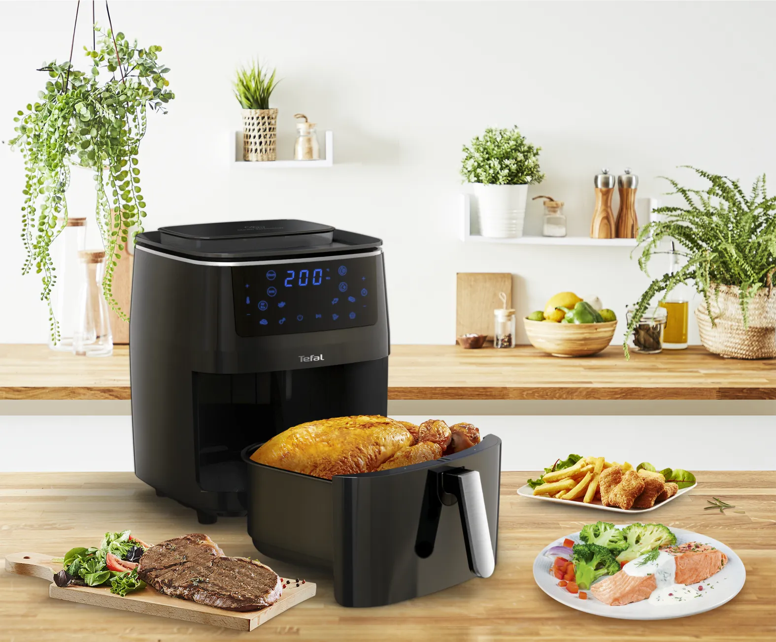 Tefal 3-in-1 Easy Fry Grill &amp; Steam - airfryer, svart, 1.6l