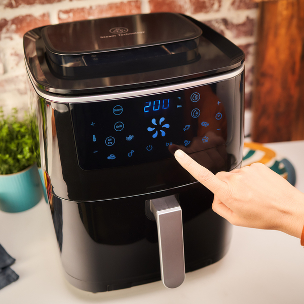Tefal 3-in-1 Easy Fry Grill &amp; Steam Airfryer -kiertoilmakypsennin, musta, 1.6l