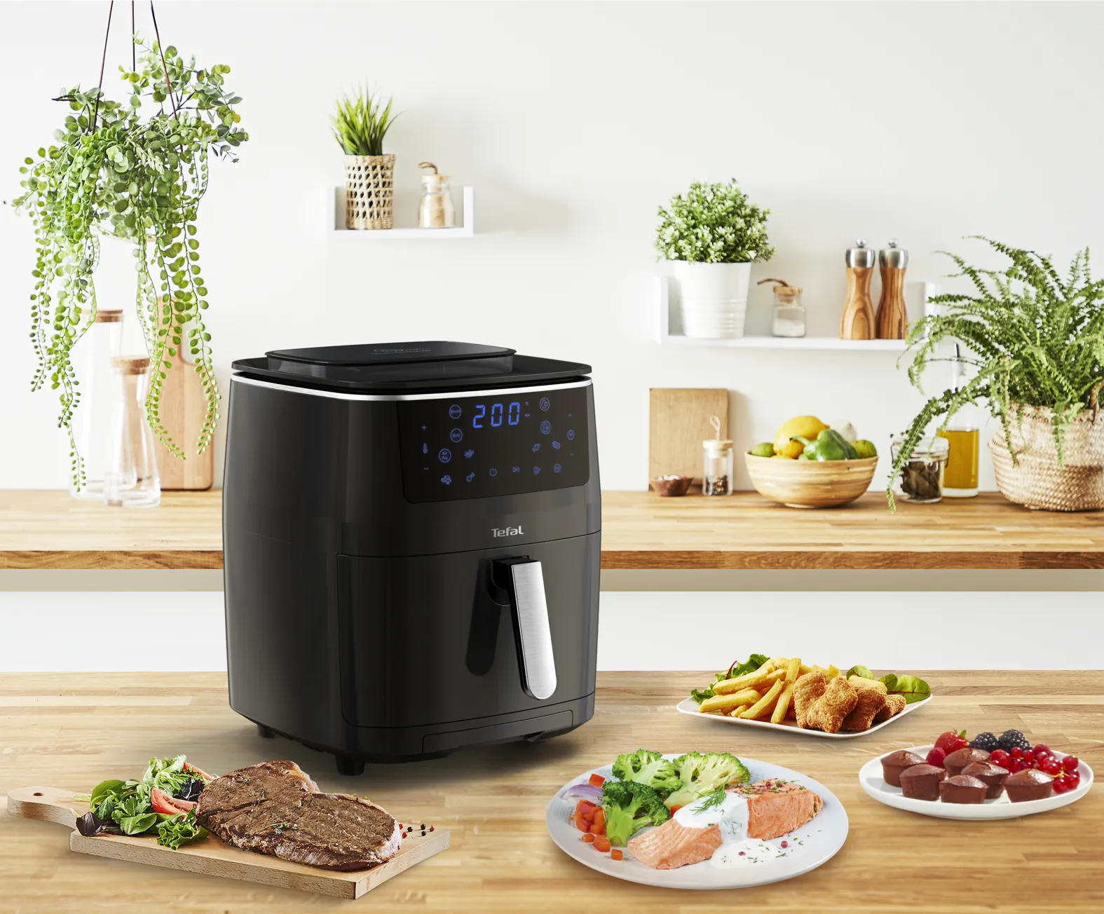 Tefal 3-in-1 Easy Fry Grill &amp; Steam - airfryer, svart, 1.6l
