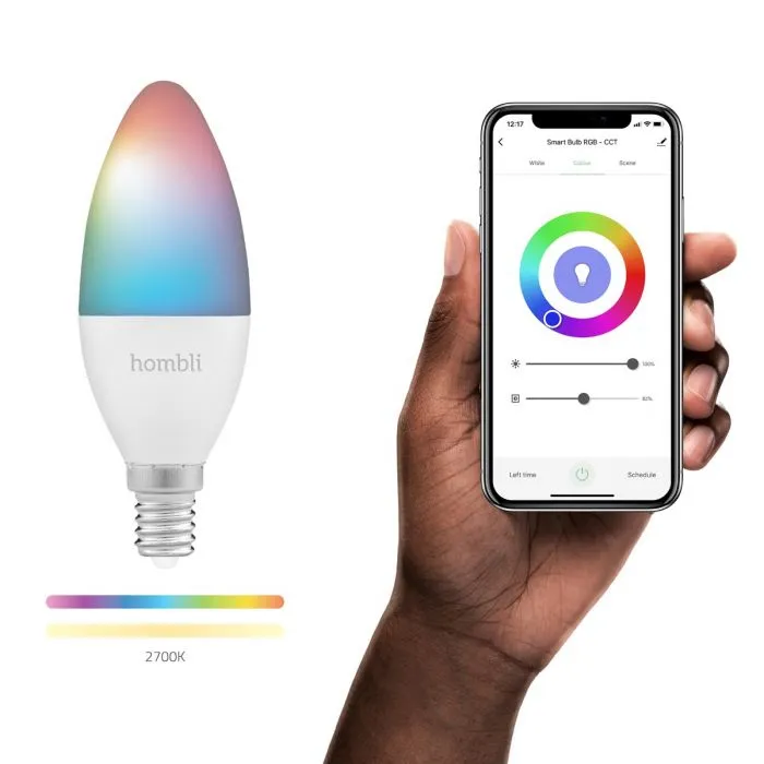 Hombli Smart Bulb RGB &amp; CCT - smart ljusk&auml;lla, E14, 4.5W, Wi-Fi
