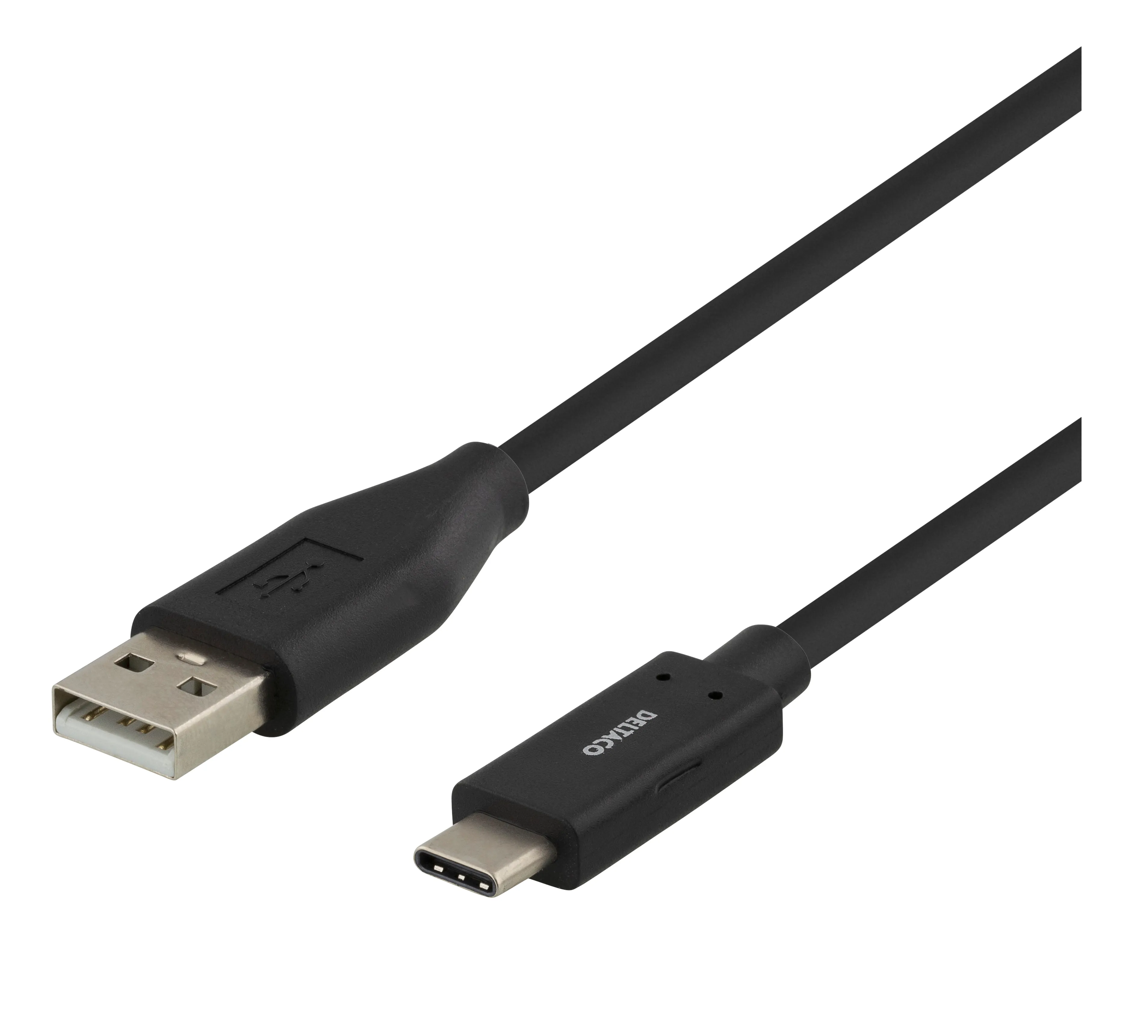 Deltaco USB-C to USB-A cable, 2 m, Black