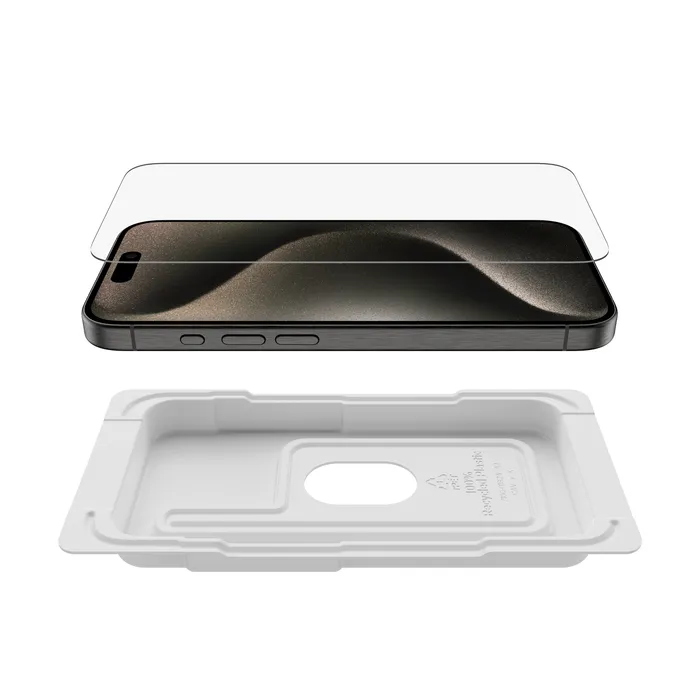 Belkin ScreenForce UltraGlass 2 Treated Screen Protector for iPhone 15 Pro, Tempered glass