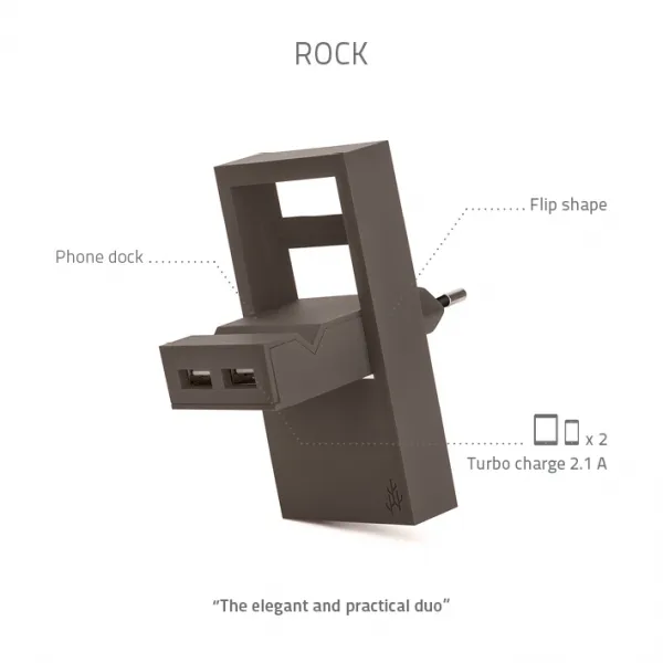 Usbepower ROCK dubbel USB-laddare - 2-i-1 fickladdare för optimal mobilitet
