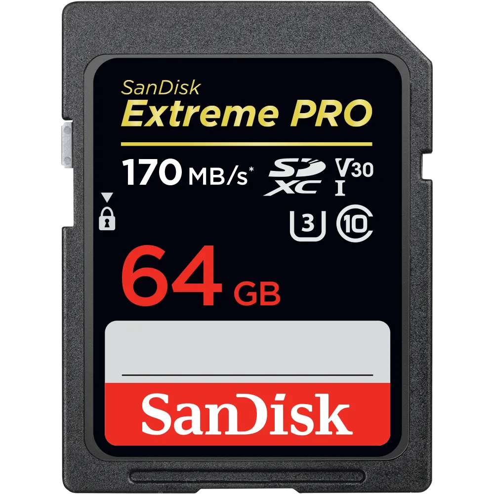 SanDisk Extreme Pro 64 Gt SDXC UHS-I Class 10 U3 V30 A1 -muistikortti, musta