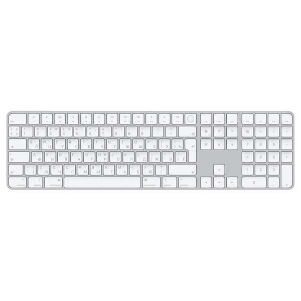 Apple Magic Keyboard Touch ID:ll&auml; ja numeron&auml;pp&auml;imist&ouml;ll&auml; -langaton n&auml;pp&auml;imist&ouml;, Valkoinen (ven&auml;j&auml;nkielinen)