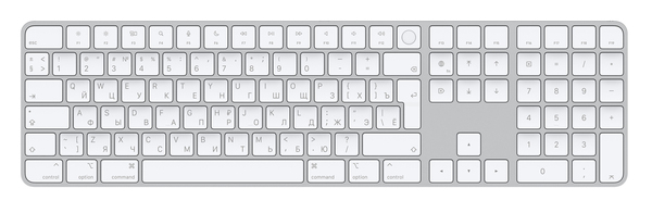 Apple Magic Keyboard med Touch ID och Numpad - tr&aring;dl&ouml;st tangentbord, Vit (RUS layout)