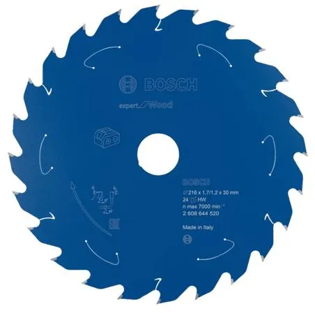 Bosch circular saw blade Expert for Wood, 216mm, 24Z (bore 30mm, for cordless saws)