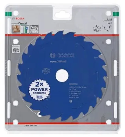 Bosch circular saw blade Expert for Wood, 216mm, 24Z (bore 30mm, for cordless saws)