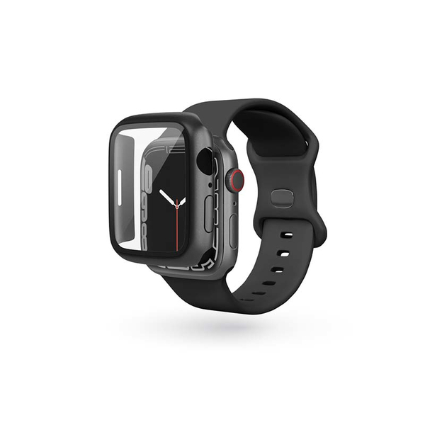 Epico Glass Case, Apple Watch 7, 41mm - skal med sk&auml;rmskydd, Svart