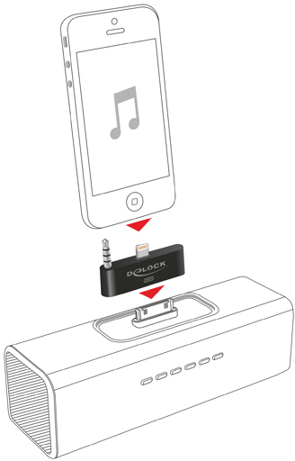 DeLOCK adapter, Lightning ha och 3,5mm minitele ha - 30-pin ho, sv