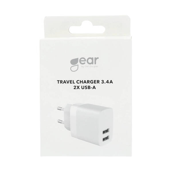 GEAR Charger 220V 2xUSB-A 3,4A White