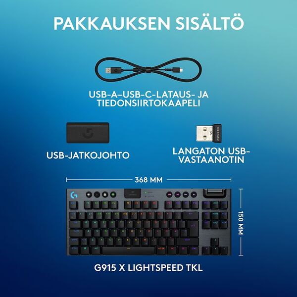 Logitech G915 X LIGHTSPEED TKL Wireless Mechanical Gaming Keyboard, GL, Black