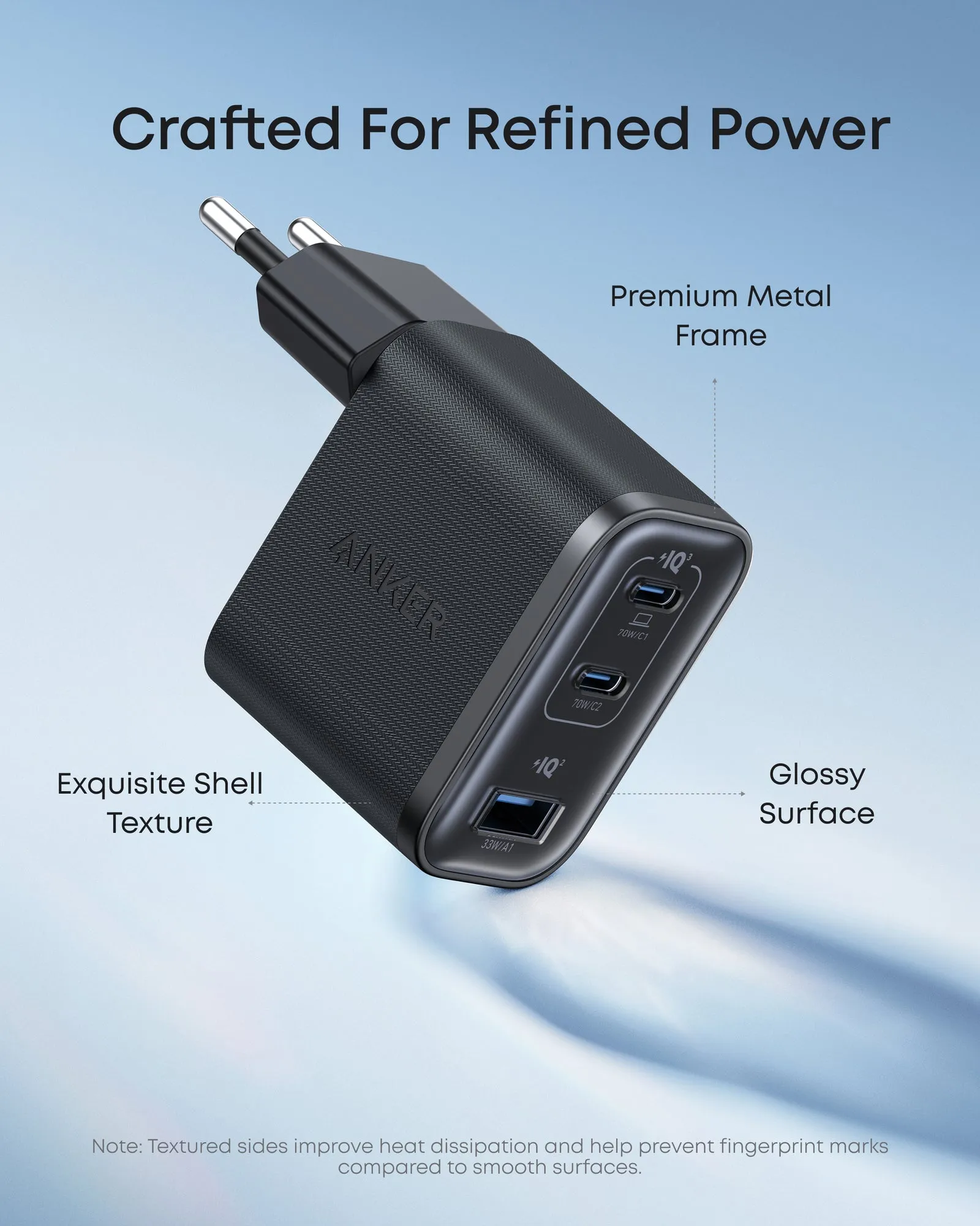 Anker Nano Charger (70W, 3 porttia) -sein&auml;laturi, musta