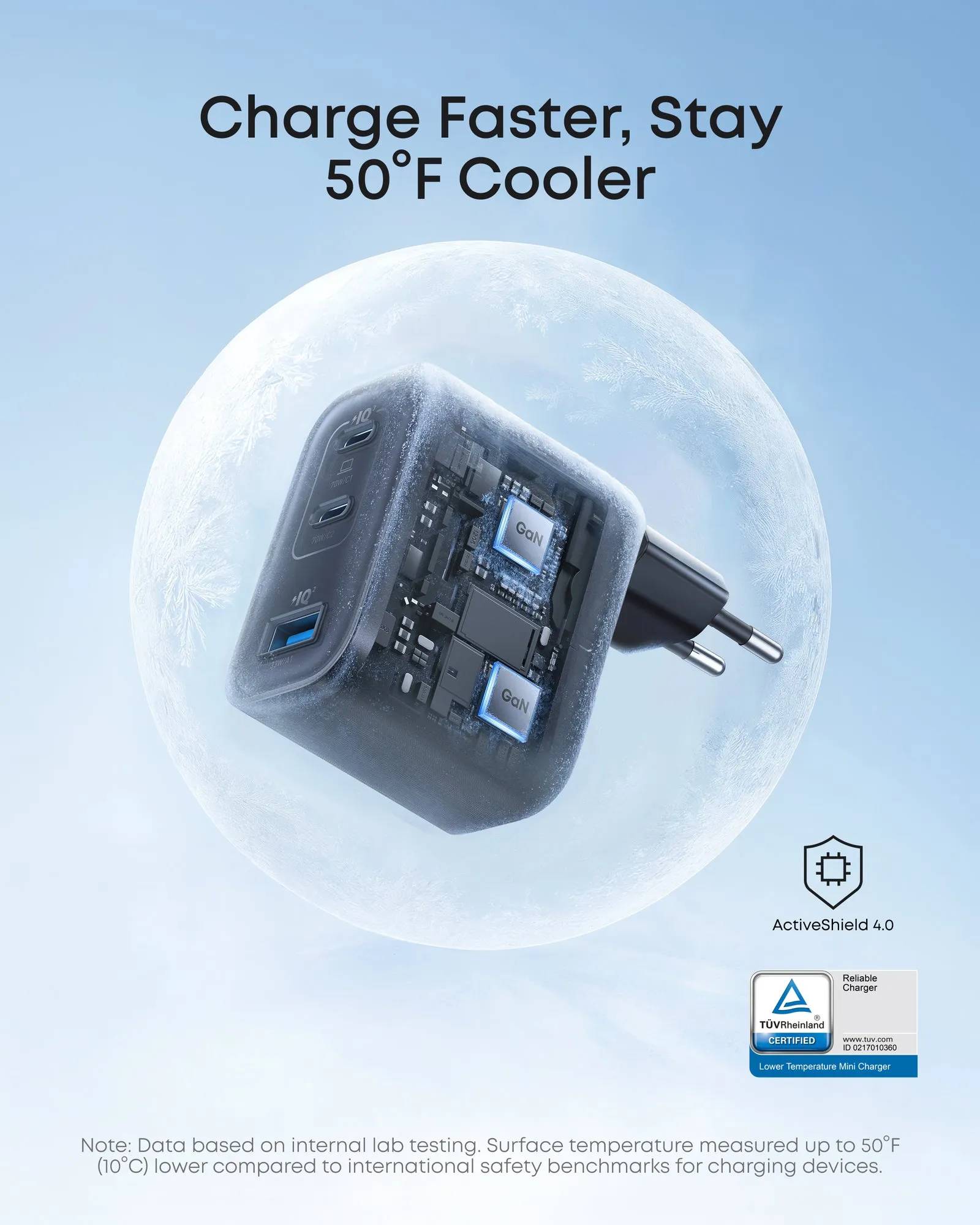 Anker Nano Charger (70W, 3 porttia) -sein&auml;laturi, musta