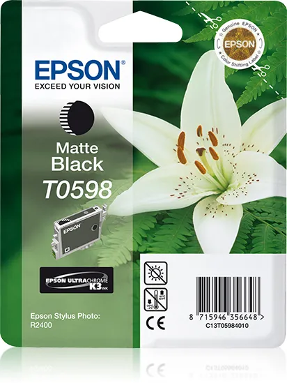 Epson Ultrachrome K3 T0598 bl&auml;ckpatron, 13 ml, mattsvart