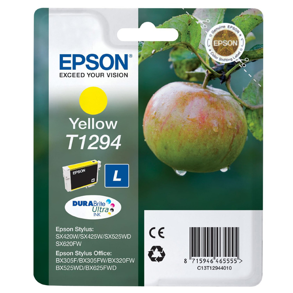 Epson T1294 - Kasetti tulostimelle - 1 x keltainen - kuplapakkaus - mit&auml; varten Stylus SX440, SX445, SX525, SX535, SX620, Stylus Office BX305, BX525, BX535, BX6