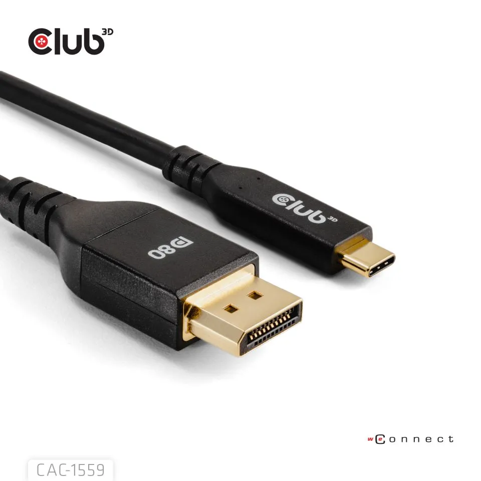 Club 3D USB-C - DisplayPort 2.1 -kaapeli, Musta, 1m