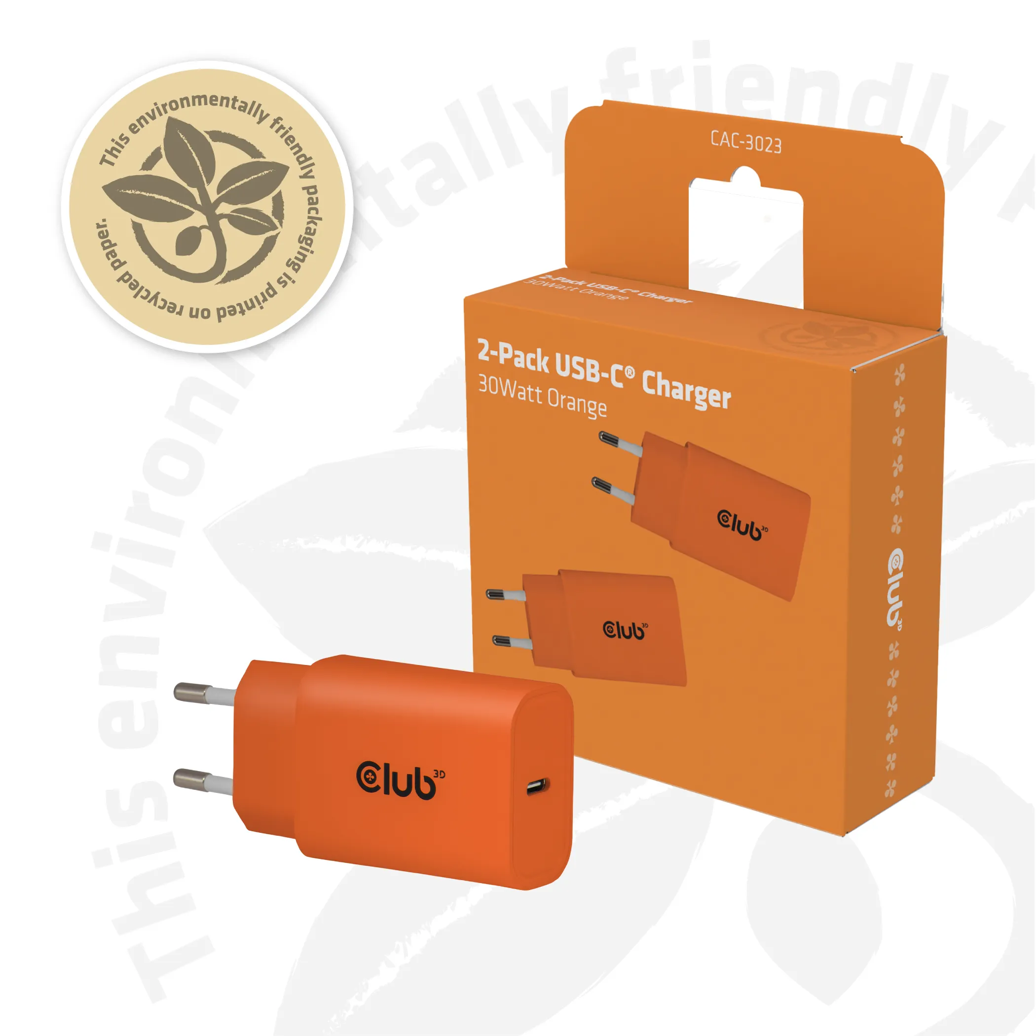 CLUB 3D CAC-3023 - Str&ouml;madapter, Orange