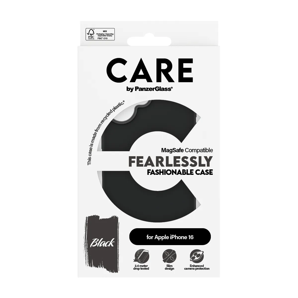 Care by PanzerGlass iPhone 16 MagSafe Fashionable Case, Black