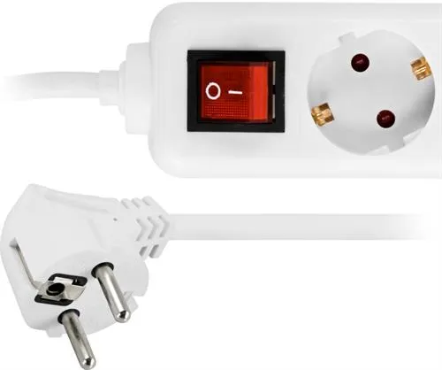 Deltaco GT-120 4-osainen jatkojohto, 1,5m, Valkoinen