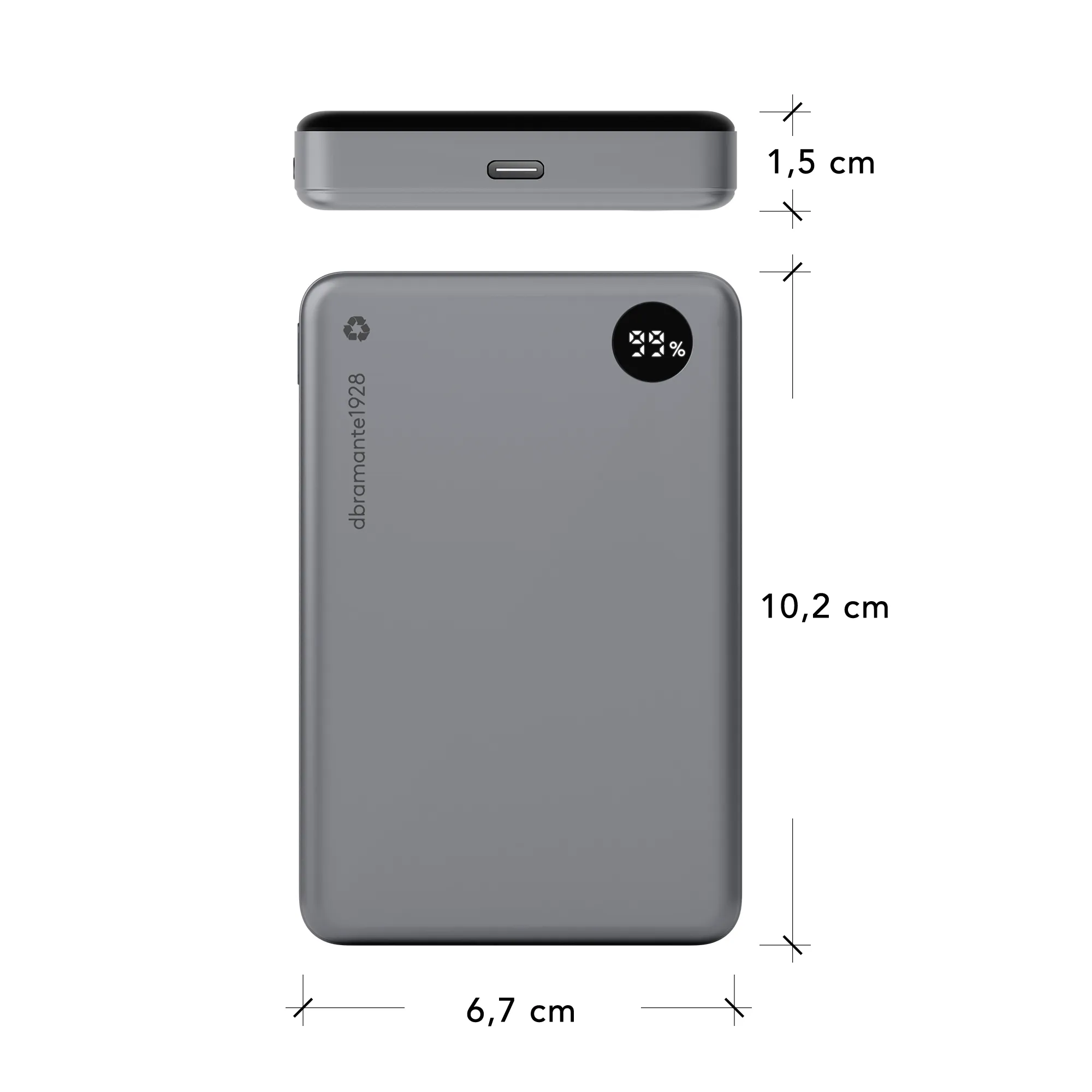Re-charge - Power Bank 10K MagSafe LED - Grey