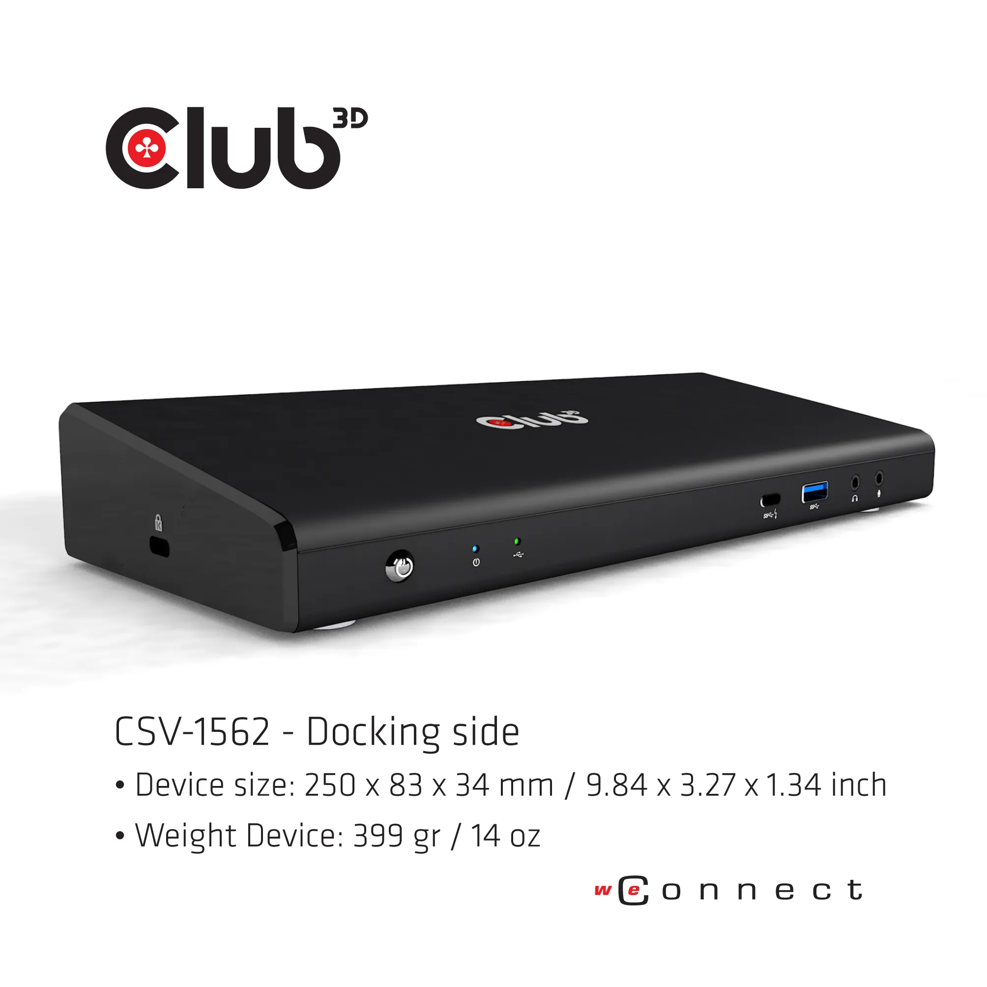 Club 3D 3.2 Gen1 USB-C 13-in-1 - dock with power supply, Black