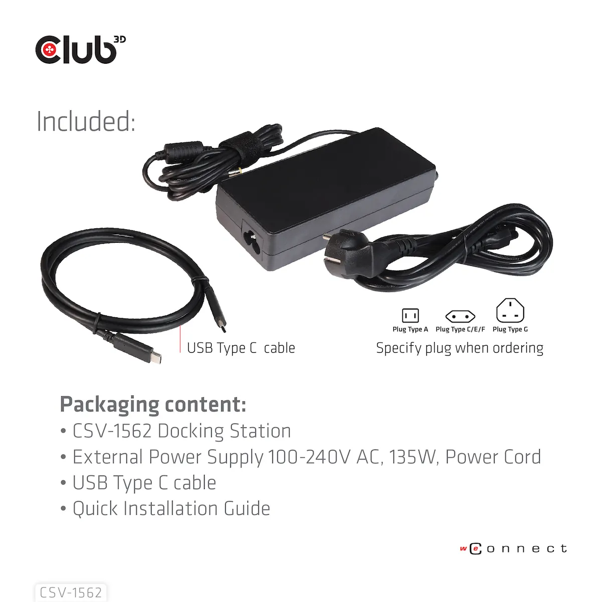 Club 3D 3.2 Gen1 USB-C 13-in-1 - dock with power supply, Black