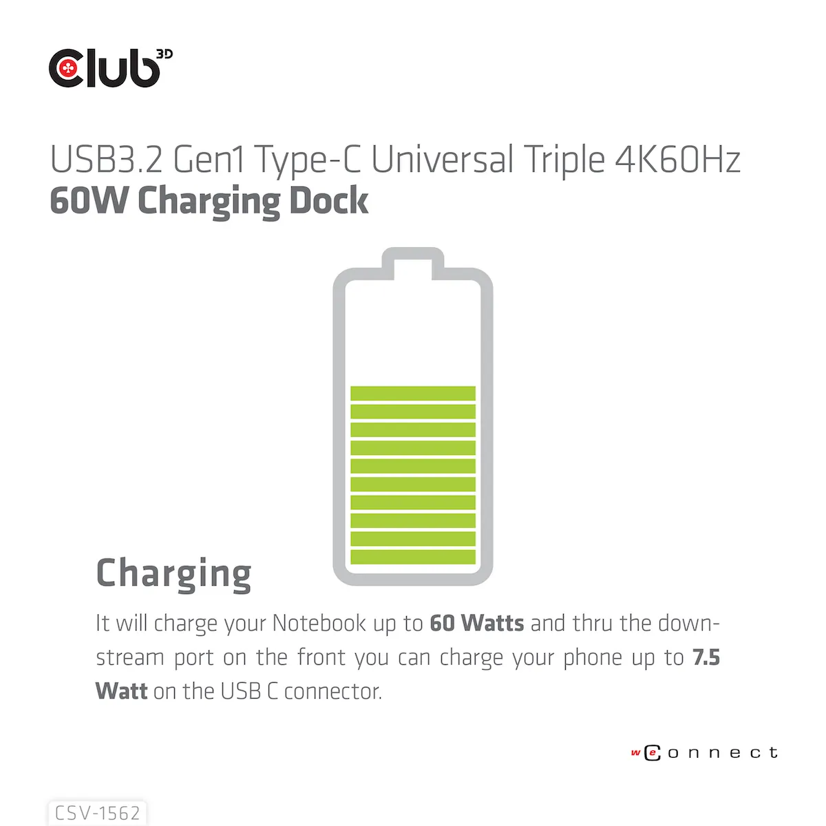 Club 3D 3.2 Gen1 USB-C 13-in-1 - dock with power supply, Black