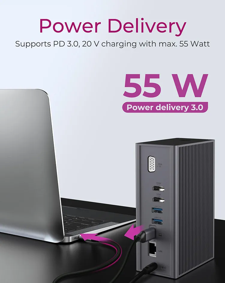 ICY BOX USB Type-C&reg; &amp; Type-A DockingStation with triple video output