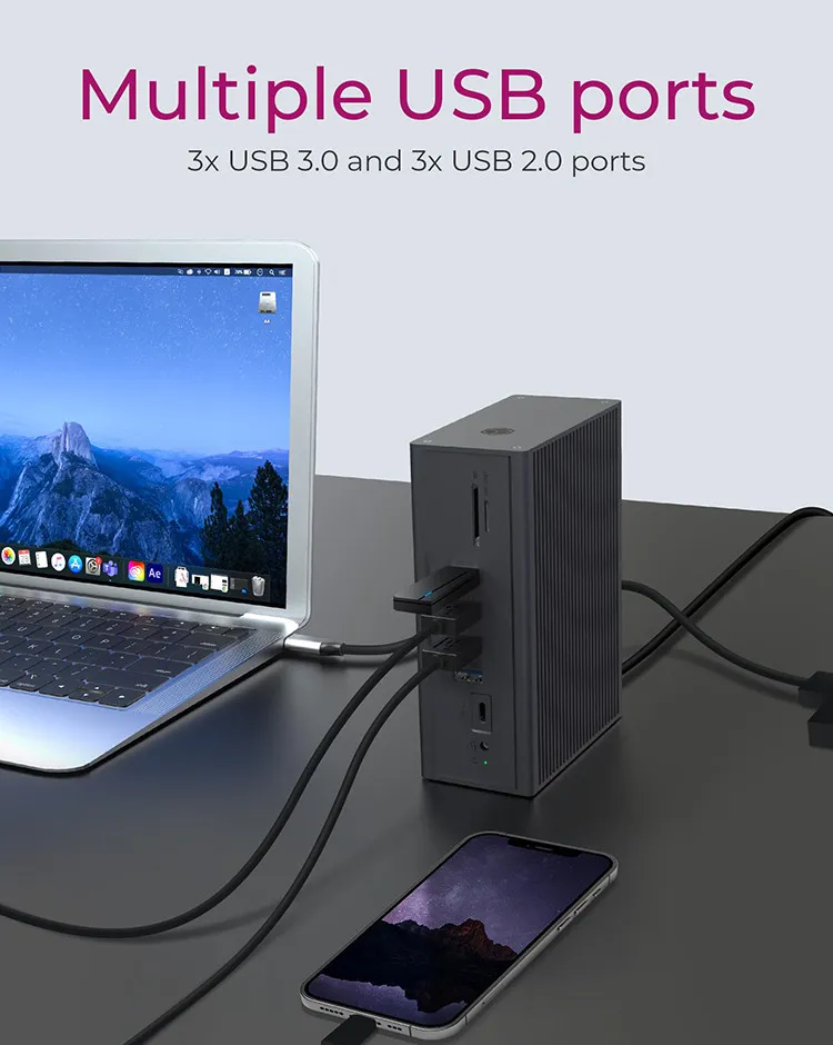 ICY BOX USB Type-C&reg; &amp; Type-A DockingStation with triple video output
