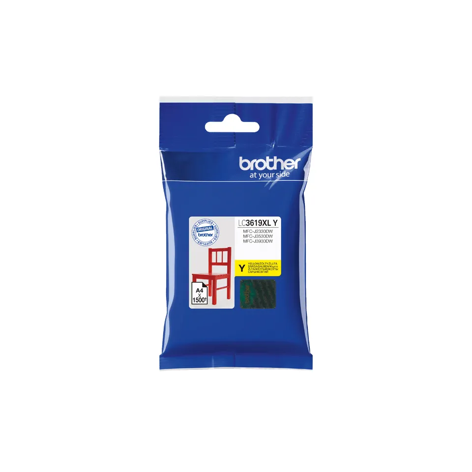 Brother LC3619XLY XL -mustekasetti, keltainen