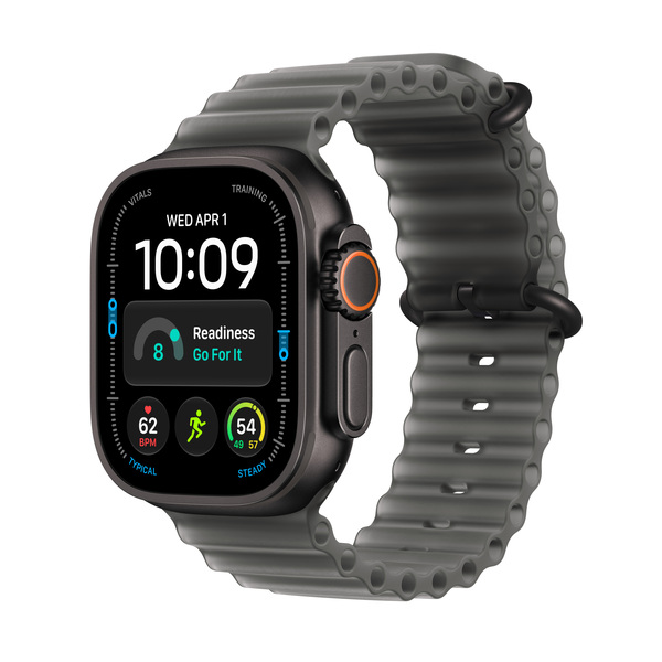 Apple Watch Ultra 4 49 mm titanboett svart med havsband genomlyst svart