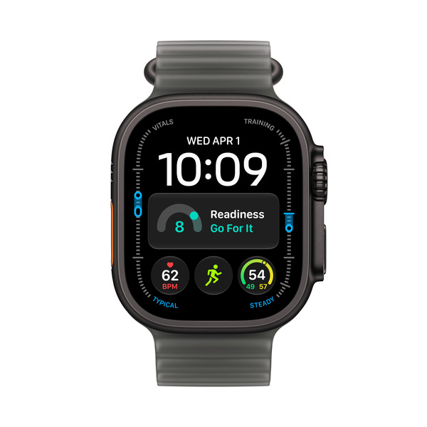 Apple Watch Ultra 4 49 mm titanboett svart med havsband genomlyst svart