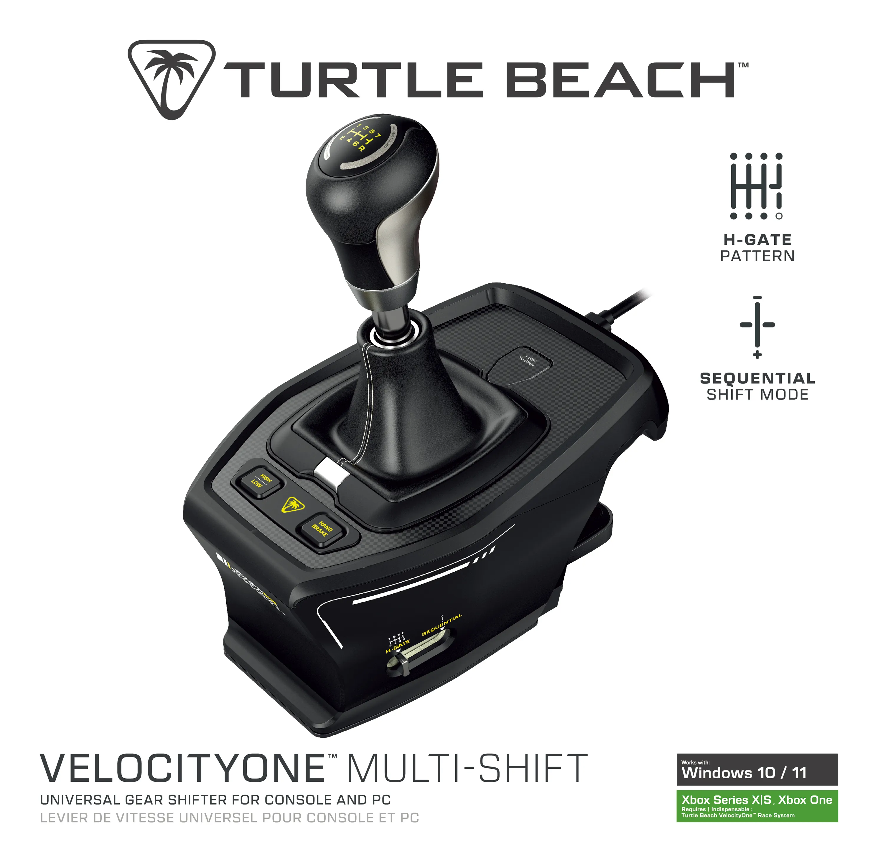 Turtle Beach VelocityOne Multi-Shift -langallinen vaihdin- ja k&auml;sijarrumoduuli, musta ja hopea