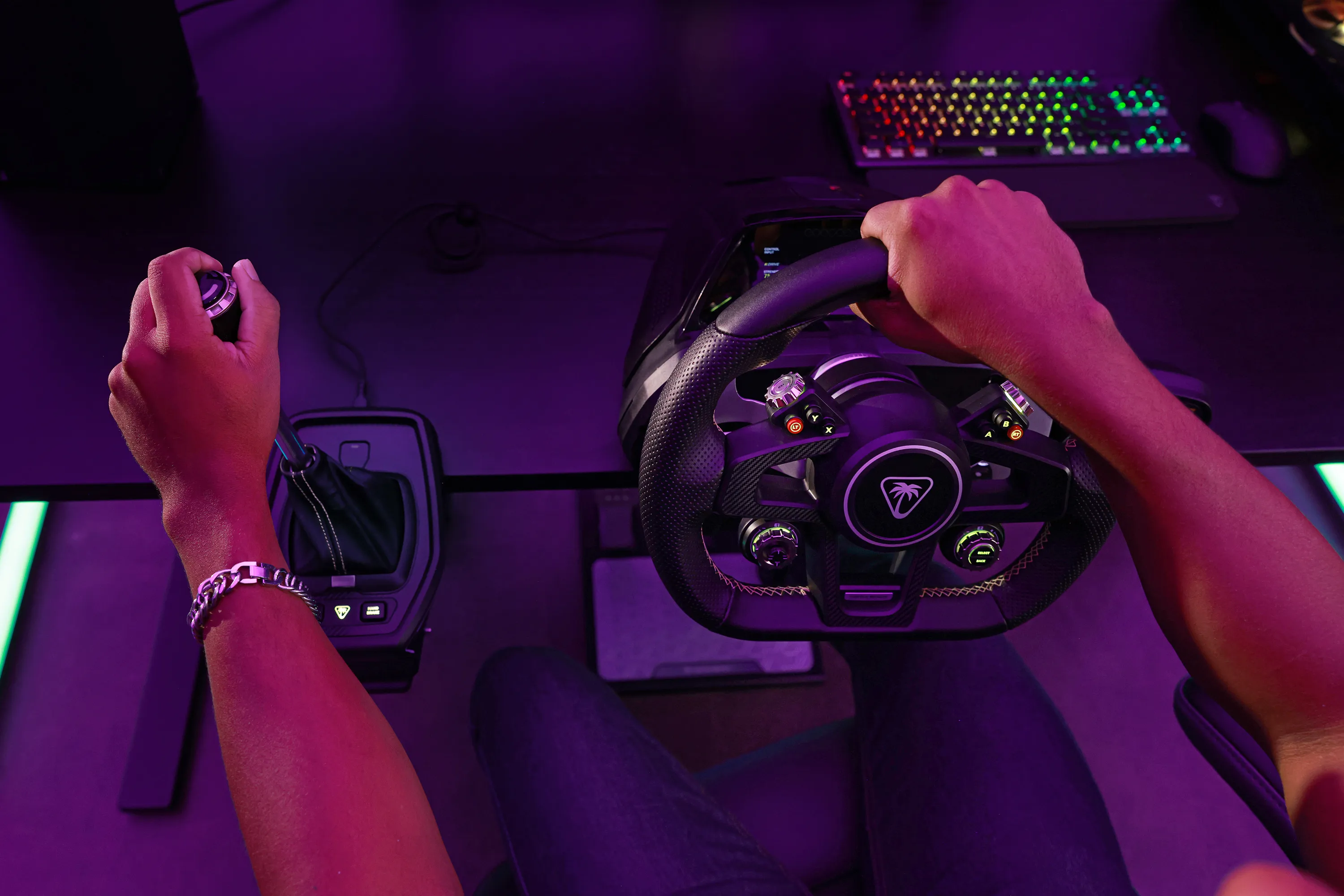 Turtle Beach VelocityOne Multi-Shift -langallinen vaihdin- ja k&auml;sijarrumoduuli, musta ja hopea