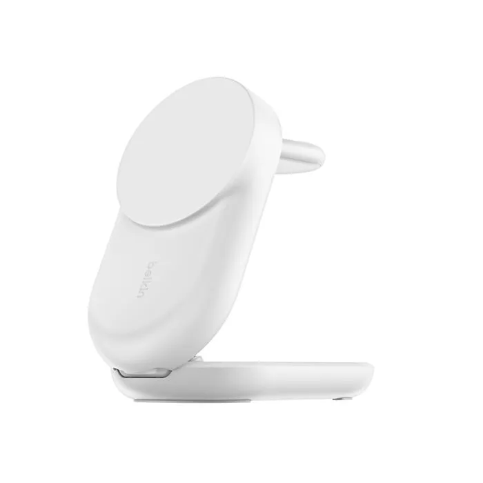 Belkin UltraCharge 3-in-1 Foldable Magnetic 25W Qi2 - tr&aring;dl&ouml;s laddare, Vit