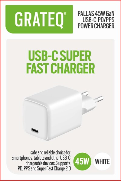 Grateq Pallas Gan PD/PPS USB-C 45W - charger, White