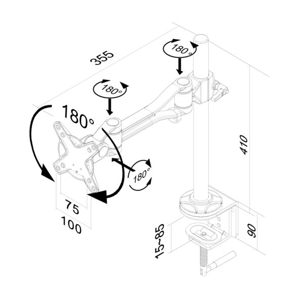 Neomounts by Newstar FPMA-D1020 Flatscreen Desk Mount, 10-30", 10 kg, hopea