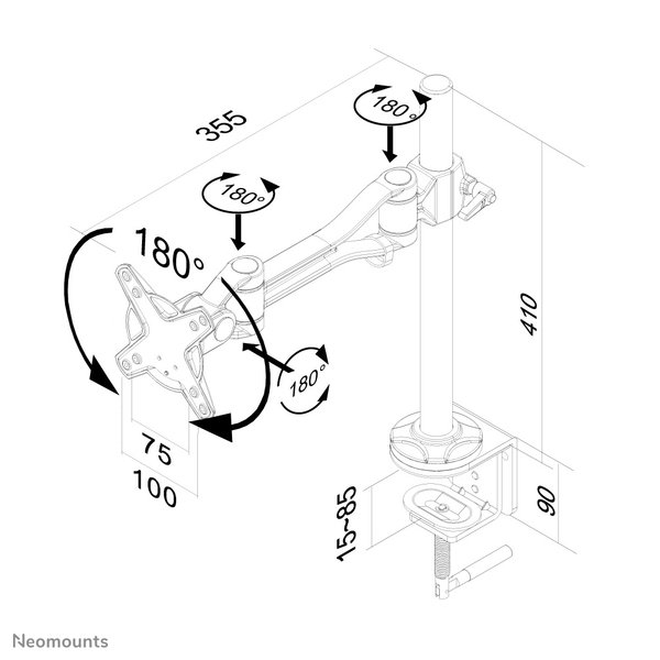 Neomounts by Newstar FPMA-D1020 Flatscreen Desk Mount, 10-30", 10 kg, hopea