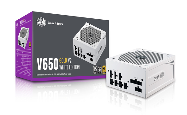 Cooler Master V-Series V2 650W -virtal&auml;hde, 80 Plus Gold (White Edition)