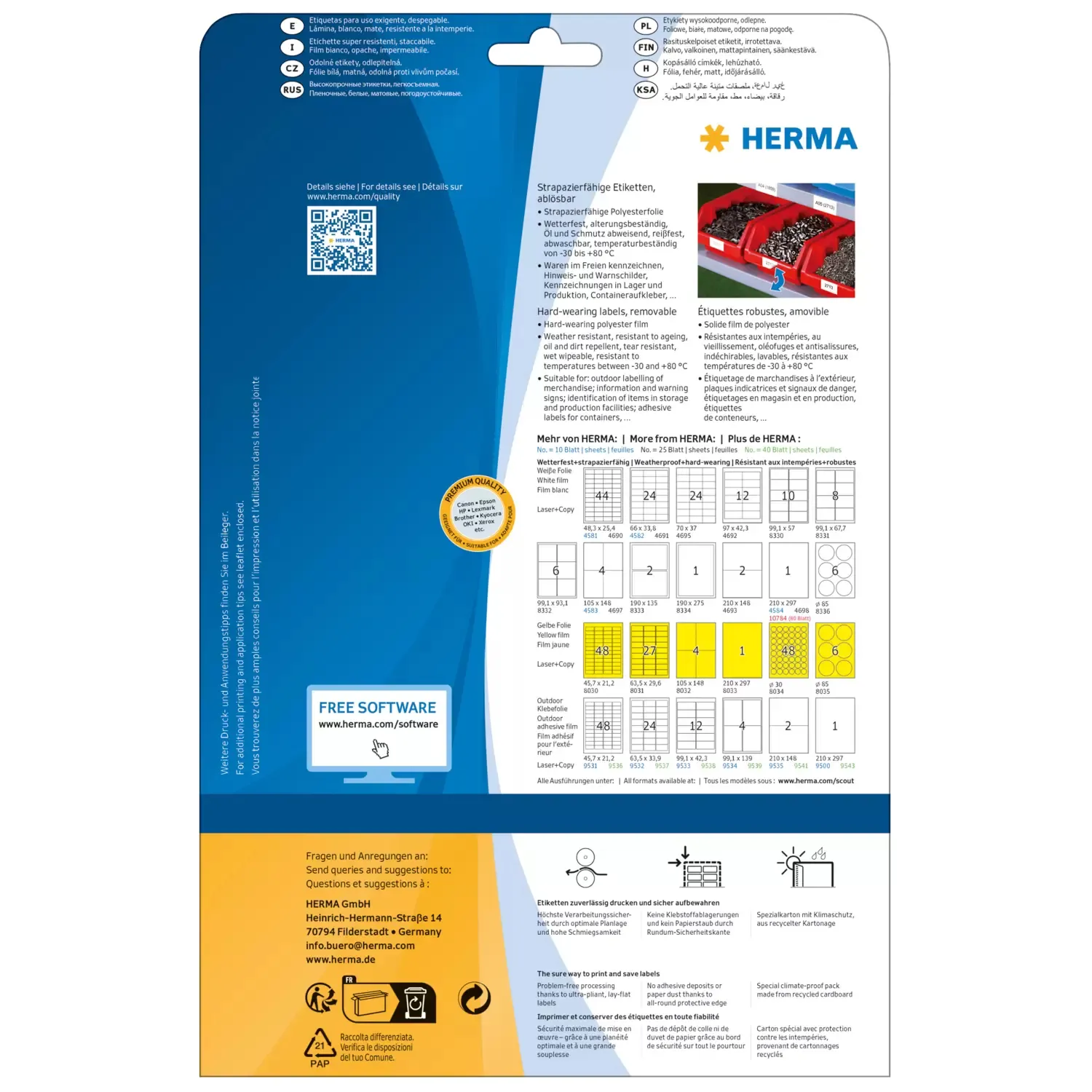 Herma label removable weather-resistant 97x42,3 (240)