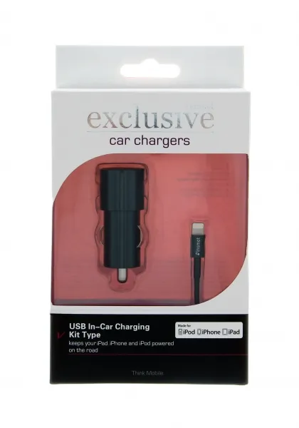 Insmat - Verkkosovitin - auto - 2.4 A ( USB (power only) ) - musta malleihin Apple iPhone 5, 5s