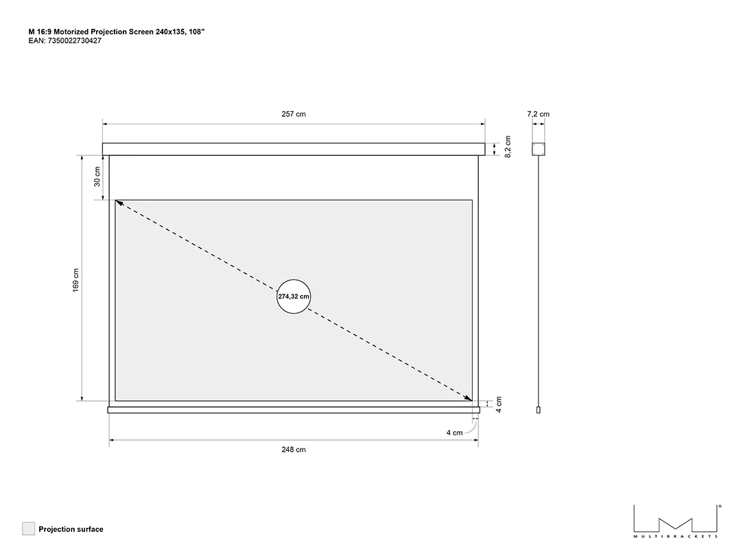 16:9 Motorized Projection Screen Deluxe 108"