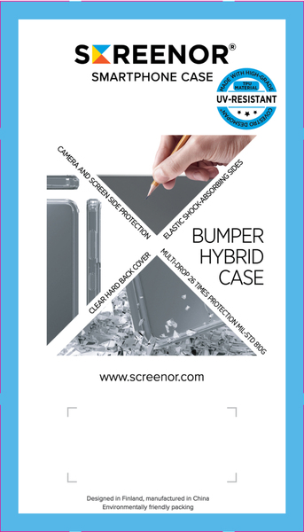 SCREENOR BUMPER IPHONE 16E LÄPINÄKYVÄ